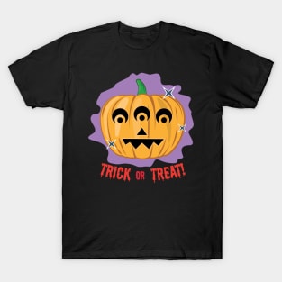 3-eyed Spooky Halloween Pumpkin - Trick or Treat T-Shirt